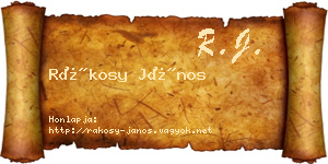 Rákosy János névjegykártya